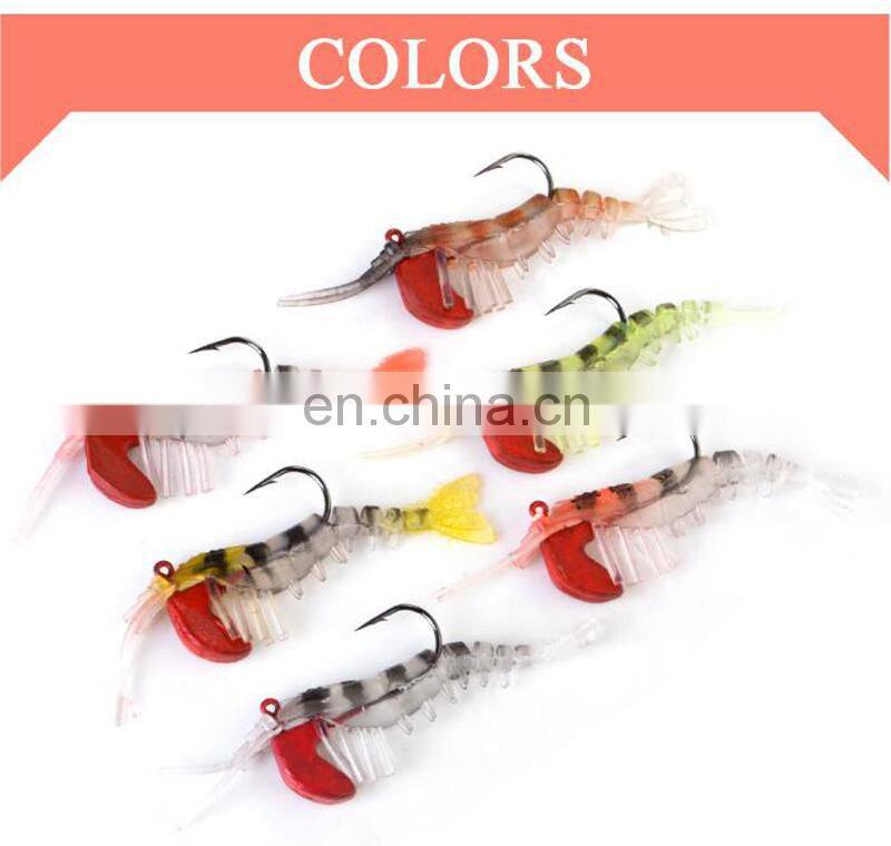 Amazon 7/10cm New Style Soft Fishing Lure Popular Wholesale Luminous Eyes Shrimp Bait With Jig Hook