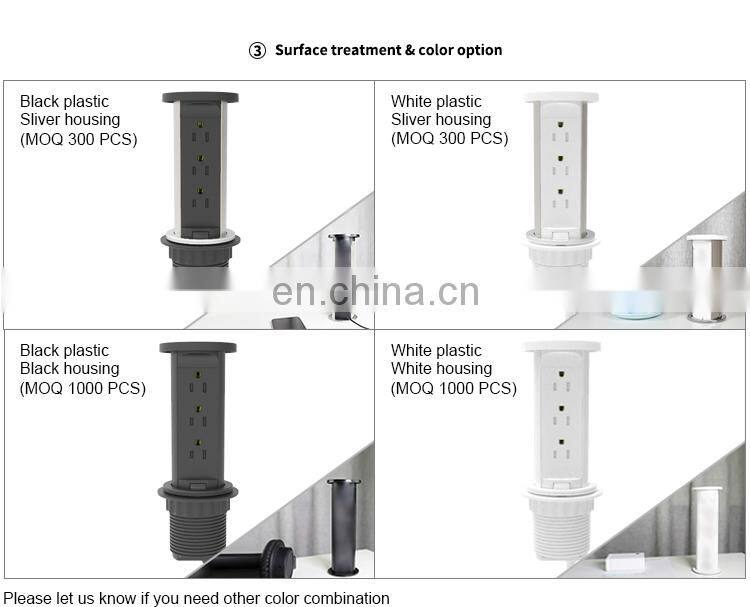 Pop up power with US sockets for office desk