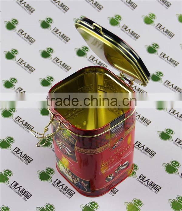 Empty tinplate candy box metal chocolate case for house packaging storage