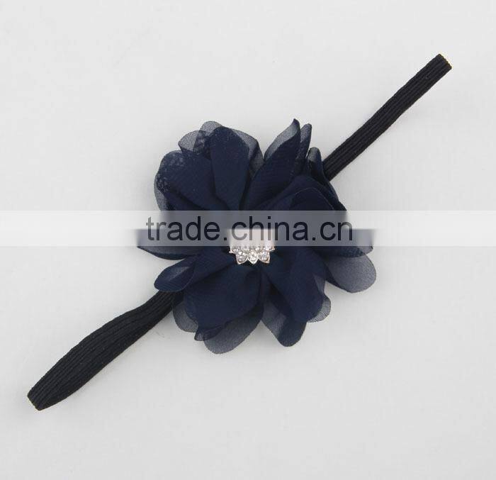 2015 new born baby chiffon elastic hairband headband flower accessories for babies MY-AD00017