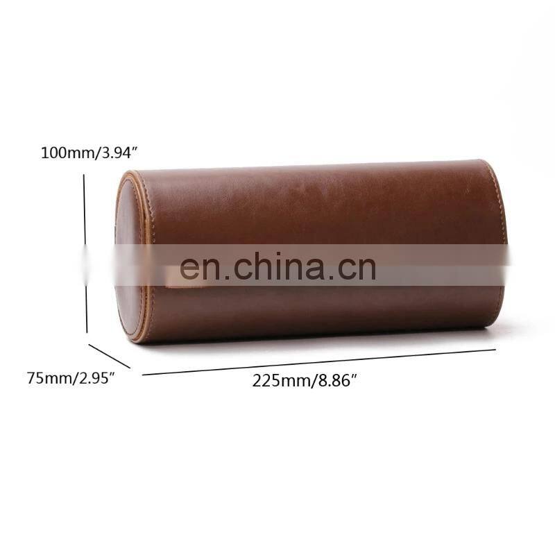 3 Slots Watch Roll Travel Case Chic Portable Vintage Leather Display Watch Storage Box Slid in Out Watch Holder Organizer