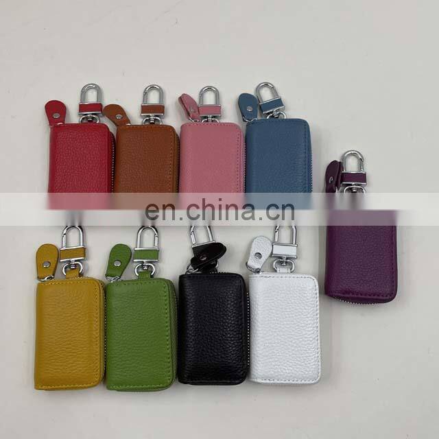 Online Shopping Women Men Custom Zipper Leather Vehicle Car Key Case with Keyring Holder