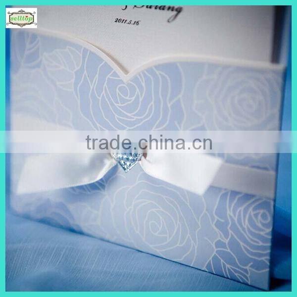 2014 white fancy wedding invitation card material