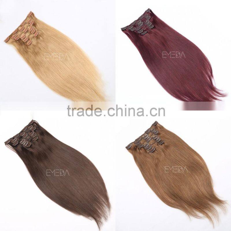Body wave clip in remy remi human hair extensions Chocolate brown