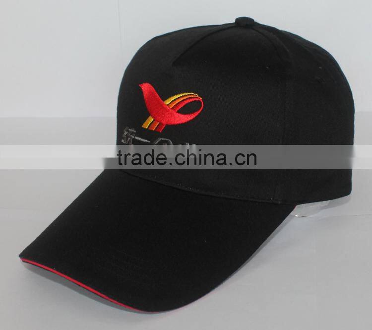 customized six panel promotional dark blue cotton baseball hat from china
