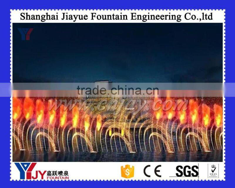 Water and fire fountain with light