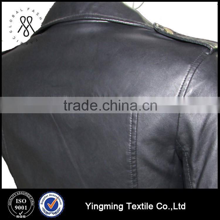 Wholesale women's fashion PU leather black jacket