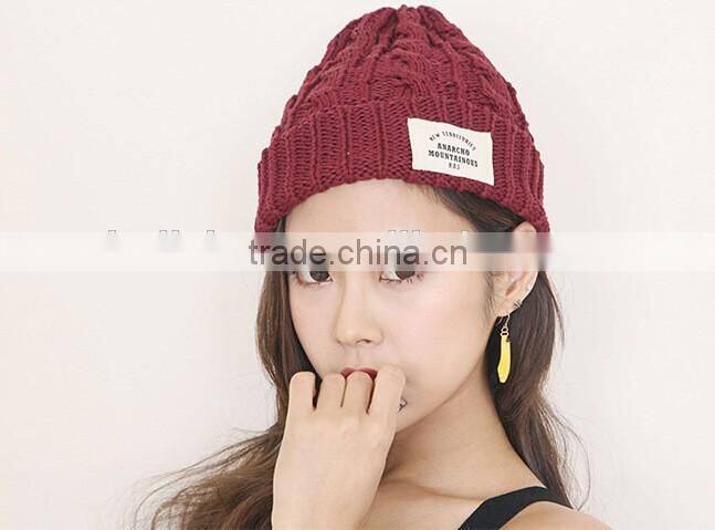 Fashion Popular Applique Embroidery Rolled Brim Beanie Fashion Ladies Hat