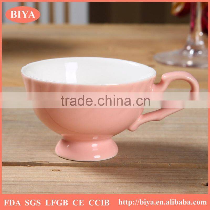 high quality color bone china porcelain ceramic bulk tea cup and saucer double glazed for home used or gift package