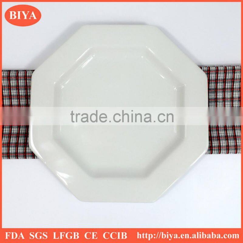 hot plate white porcelain octagonal flat plate and dessert plate, dinner ceramic plate