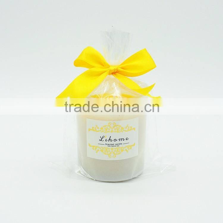 black glass candle jar,black candle holder with color ribbon