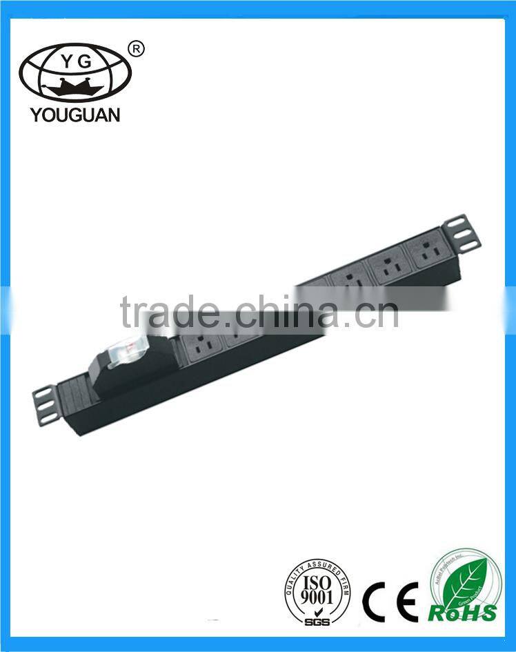 19 inch 1 U 7 ways America Electric Power Switch PDU Socket