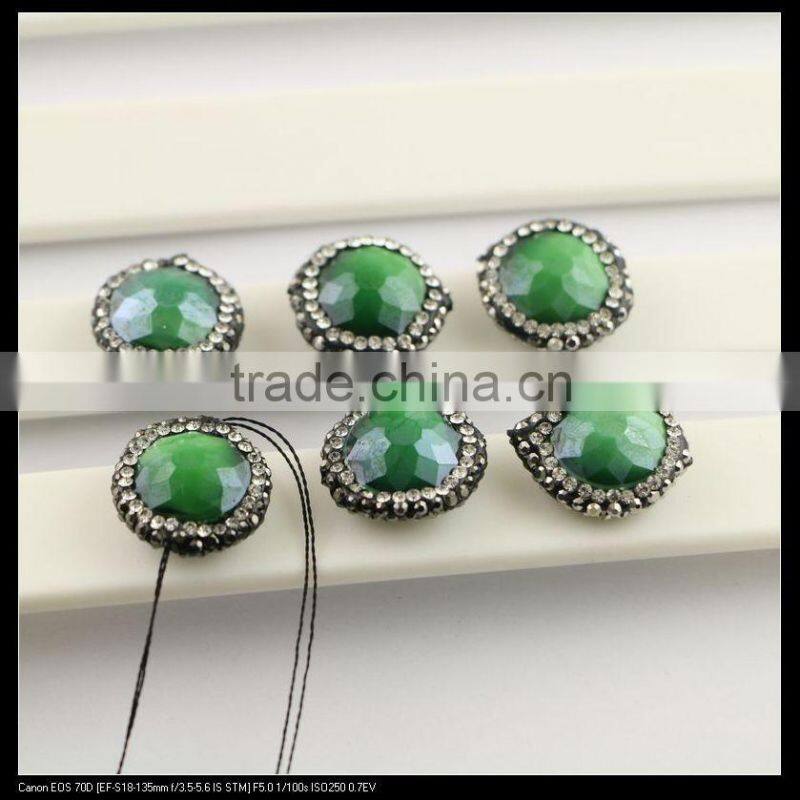 LFD-0092B Wholesale Faceted Stone Beads,Round Shape,with Crystal Rhinestone Paved Loose Connector Beads For Jewelry Making