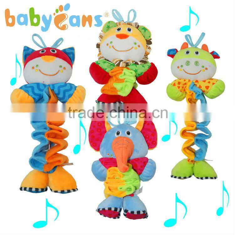 Babyfans Cute Animal Baby Hanging Crib Musical Plush Stuffed Toys For Baby