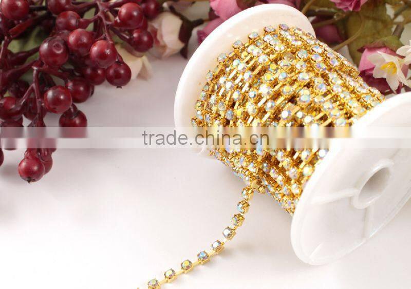 Custom Design Accept Cheapest Wholesales AAA Quality Shinny Crystal Cup Roll Rhinestone Chain for Jewelry Cheapest