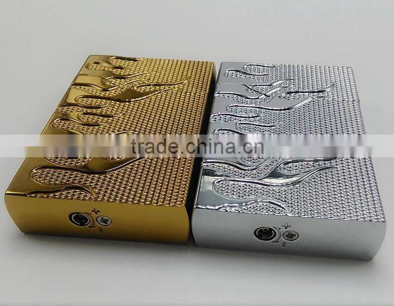 Gun golden plated universal gas lighter refill battery electric lighter