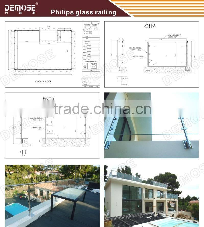 Straight baluster handrail balustrade/glass railing/handrail/stair