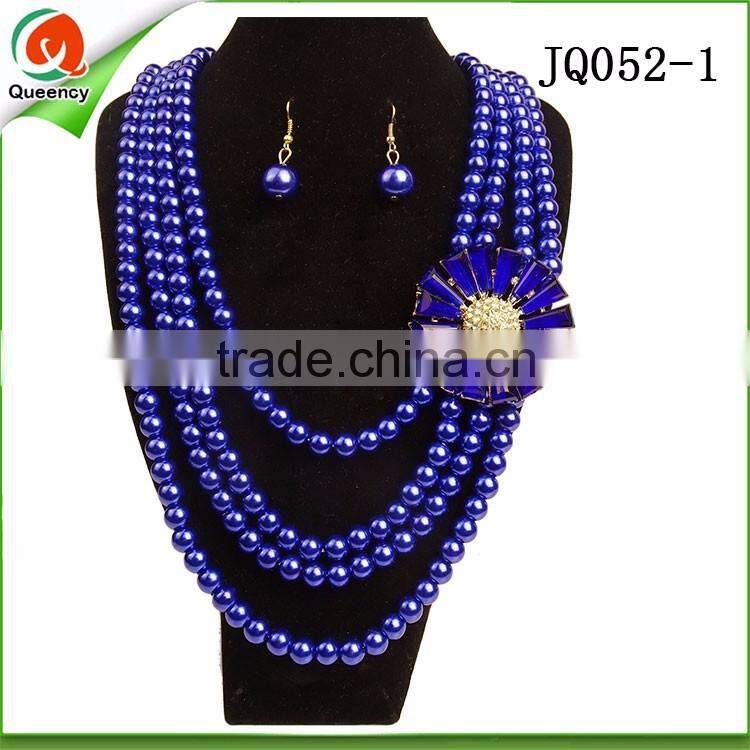 2016 hot sale african jewelry sets black beaded necklace pearls necklace for wedding party