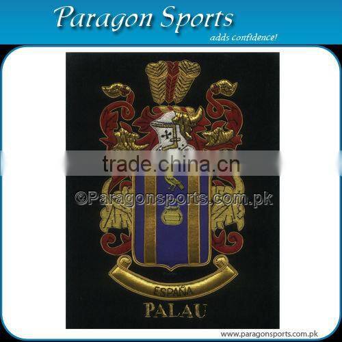 Bullion Wire & Silk Thread Hand Embroidered Family Crest Teeter Badge Emblem