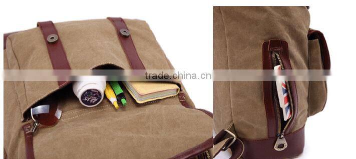 High Quality Brown Canvas Teens Double Shoulder Backpack for Travel