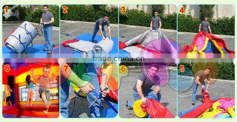 EN14960 certified commercial inflatable climbing wall, red tower theme climbing wall