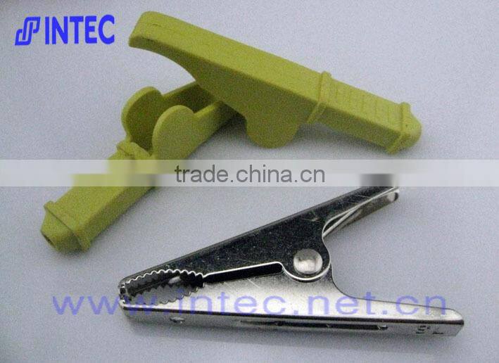 Jumper Wires Alligator Crocodile Roach Test Clip Plastic Handles Crocodile clips 75mm yellow color I00158