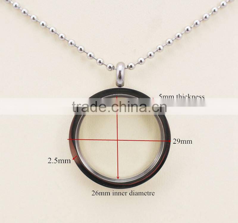 Round stainless steel shiny locket pendant with photo blank photo pendant