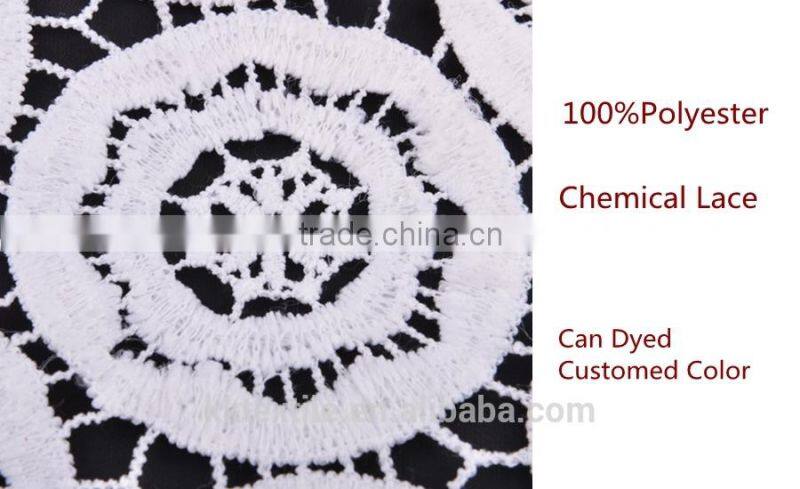White Circle Pattern 100%Polyester Material Type Chemical Lace