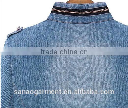 women's water wash all-match denim long-sleeve slim outerwear denim top