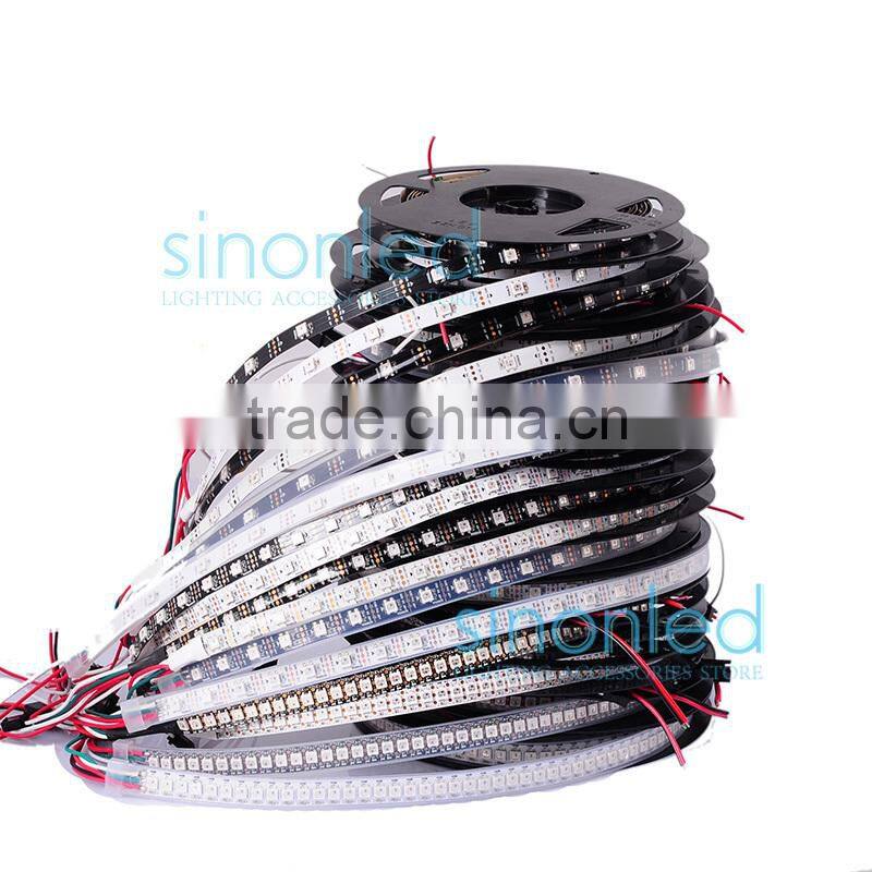 1m/4m/5m WS2812B Smart led pixel strip,Black/White PCB,30/60/144 leds/m WS2812 IC;WS2812B/M 30/60/144 pixels,IP30/IP65/IP67 DC5V