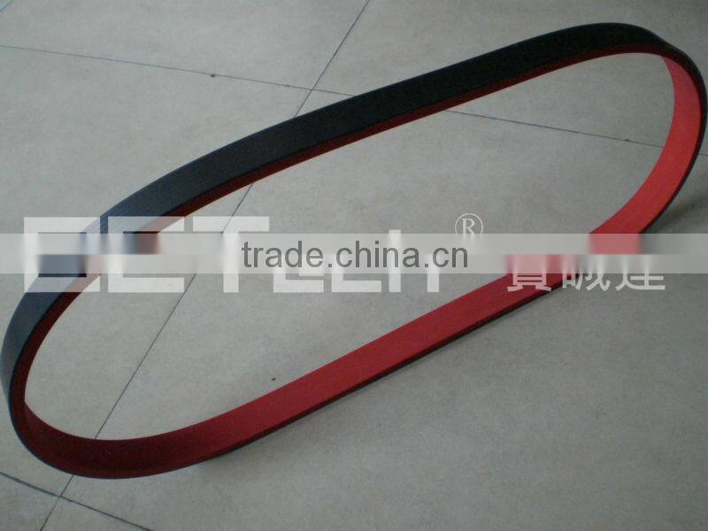 Rubber flat belt coat with vulcanized rubber