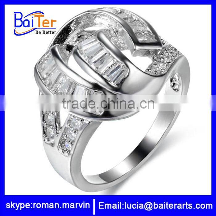 Custom wholesale women's 18K gold plated night club empire cool CZ copper rings for girls