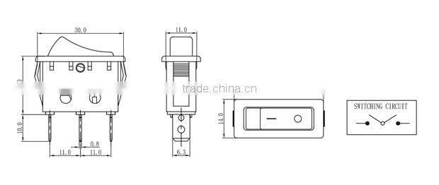 Lighted red 3 pin on off rocker switch