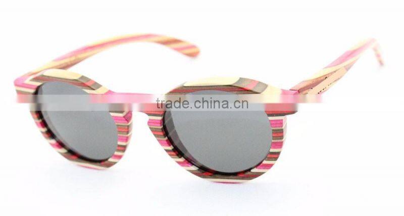 JM610 Recycled Skateboard Wood Sunglasses Smoke UV400 Polarized