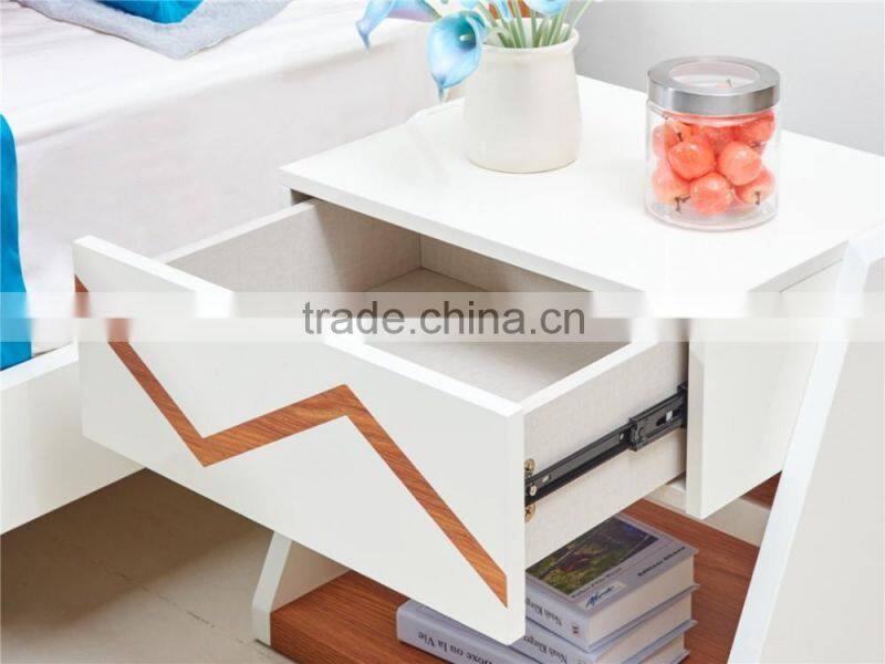 Modern wooden shining white eco friendly Single Bedroom Set Furniture/chilldrenn bedroom furniture set