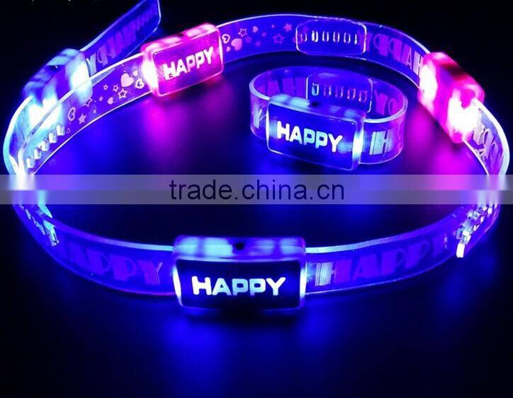 Promotional Gifts Party Printing Logo LED Bracelets Wrist Band