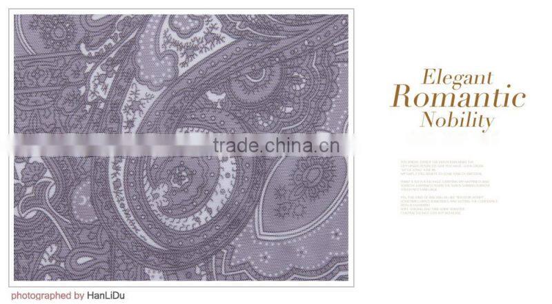 Grey cashew nuts flower mesh spandex nylon N7020 60gsm Elastic printing Fabric OEKO 100