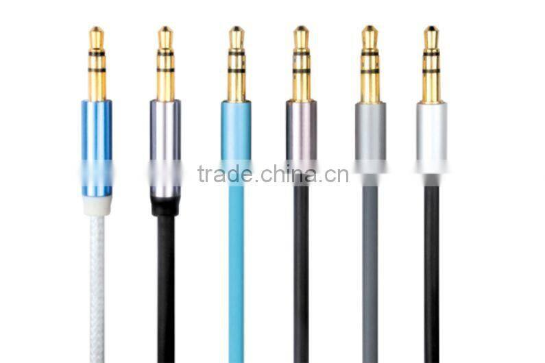2014 New Design Colorful Flat 3.5mm AUX Audio Cable Jack To Jack