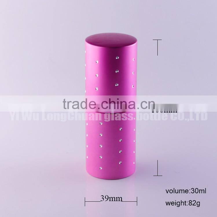 30ml Frosted Colorful Aluminum Atomizer Refillable Perfume Glass Bottles