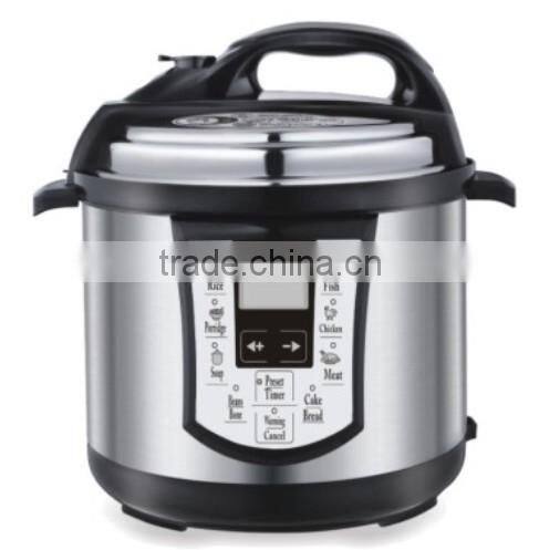 SAA 6L 1000W basic cheap 4 digital display stainless steel housing electric 8 cooking functions electric pressure cooker