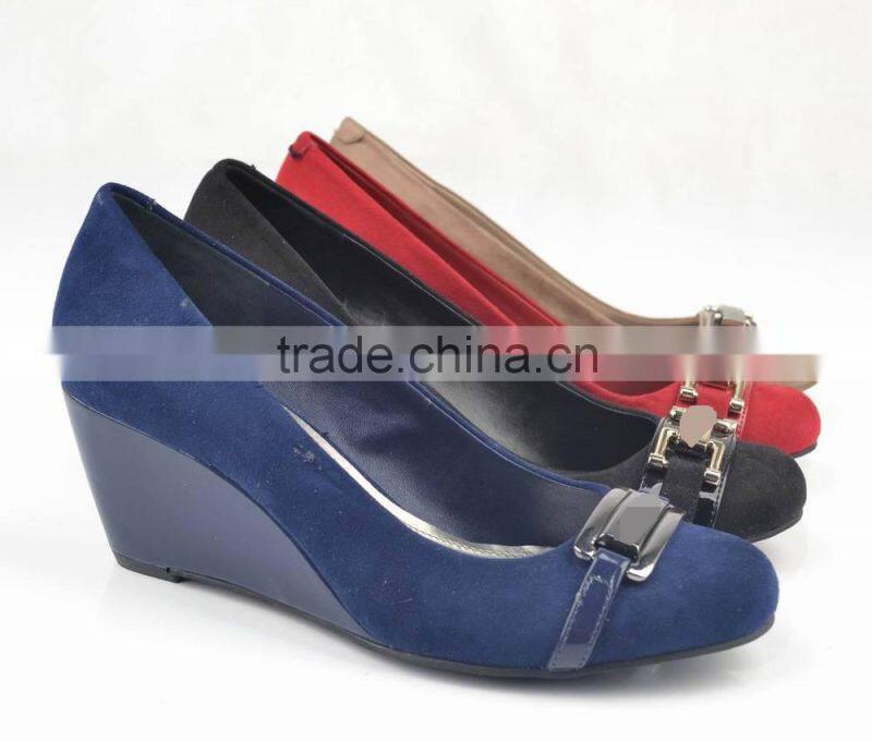 sexy fashion suede leather round toe ladies women wedge shoes 2014
