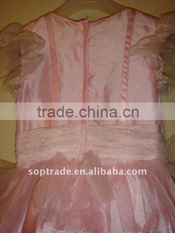 Hot sale pink children party flower girl dress