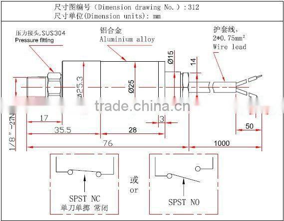 corrosive proof adjusting air pressure switch