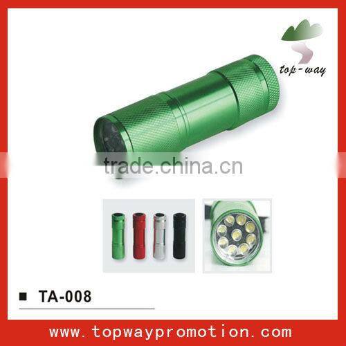 Supply all kinds cheap hot promotion aluminum 9 led flashlight