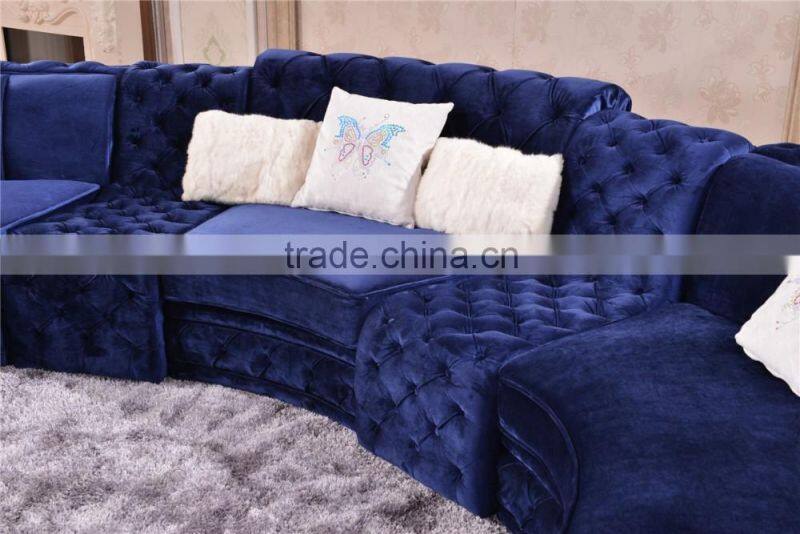 Living Room Classical french Furniture Fabric Button Tufted Corner Sofa AL043
