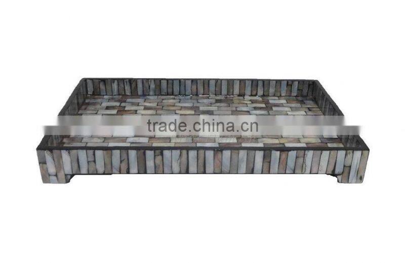 Hot sale mother of pearl inlaid tray for serving, decoration. Eco-friendly, safe for food with competitive price