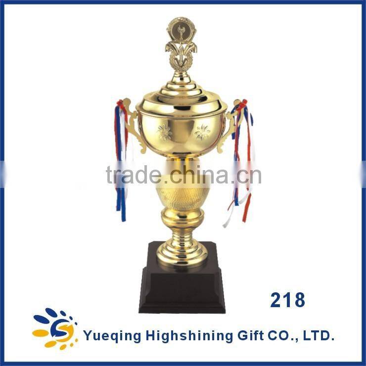 Big size high-end metal competitions award souvenir gold trophy cup 218 metal cup