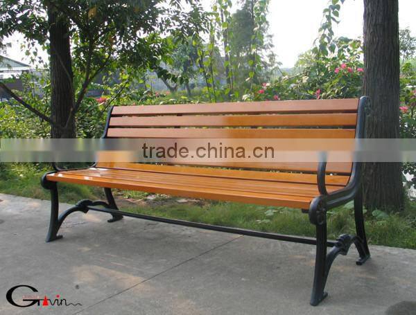Park bench with recycled plastic wood slats garden wooden bench with back