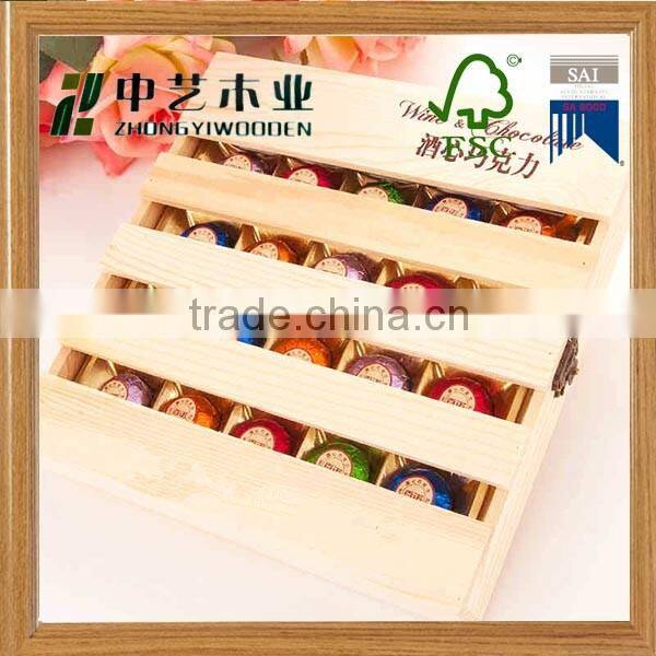 FSC handmade pine wood chocolate packaging box chocolate gift box for sale