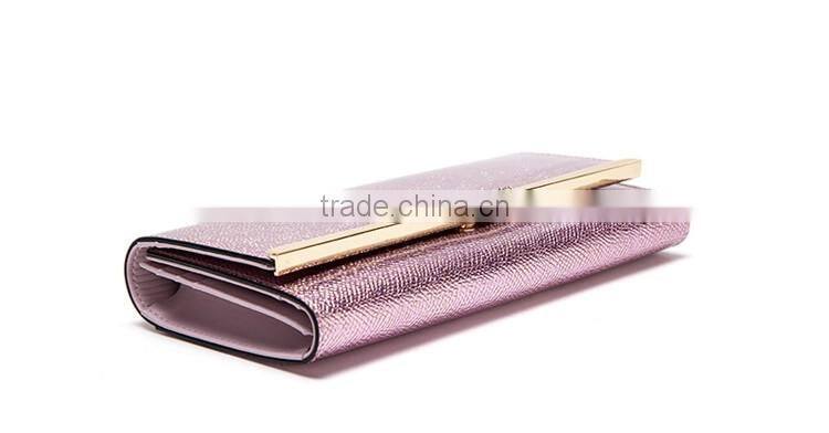 3 fold wallet in shinny pink color,fashion and elegant style feminine wallet